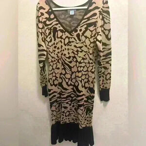 Ashley & Sage- Leopard bodycon sweater dress. Size 2X.
